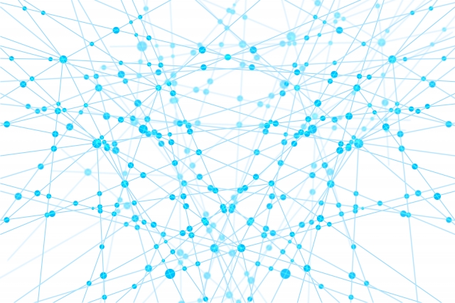 白のネットワークテクノロジー幾何学模様